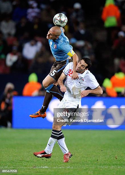 Fabio Cannavaro of Italy vies for the ball with Mohamed Aboutrika of Egypt during the FIFA Confederations Cup, between Italy and Egypt at Ellis Park...