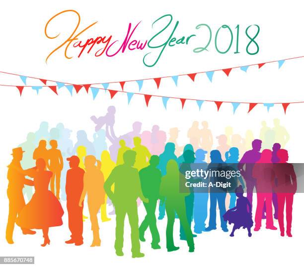 celebratorycrowdnewyearseve - large family stock illustrations