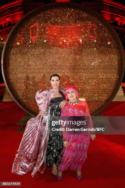 Grace Woodward and Zandra Rhodes attend the Swarovski Prolouge at The Fashion Awards 2017 in partnership with Swarovski at Royal Albert Hall on...