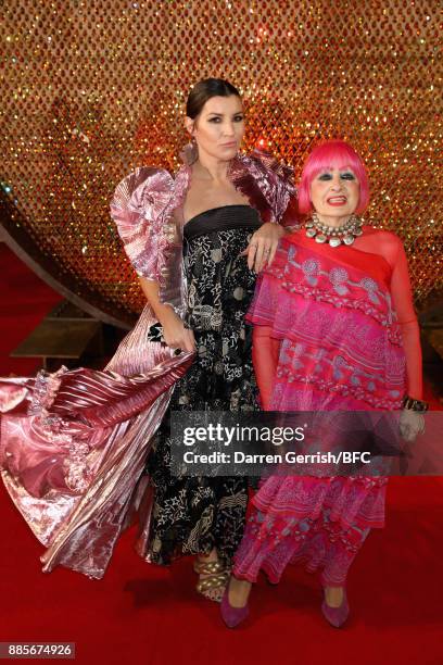 Grace Woodward and Zandra Rhodes attend the Swarovski Prolouge at The Fashion Awards 2017 in partnership with Swarovski at Royal Albert Hall on...