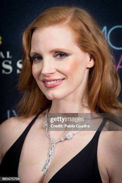 Actress Jessica Chastain attends 'Molly's Game' Madrid premiere at Callao Cinema on December 4, 2017 in Madrid, Spain.