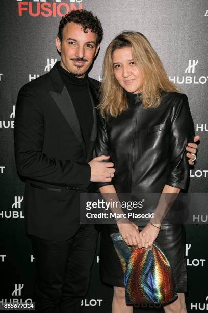 Nicolas Ouchenir and guest attend the Hublot and Berluti unveil of two new watches at Hotel D'Evreux on December 4, 2017 in Paris, France.