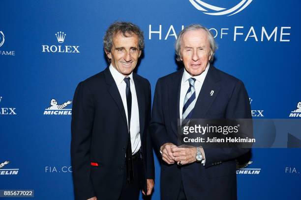 Quadruple World Champion Formula 1 Driver Alain Prost and triple World Champion Formula 1 Jackie Stewart attend the FIA Hall of Fame Induction...