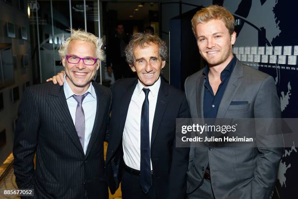 Formula 1 Word Champions Nico Rosberg , Alain Prost and Jacques Villeneuve attend the FIA Hall of Fame Induction ceremony at Automobile Club De...