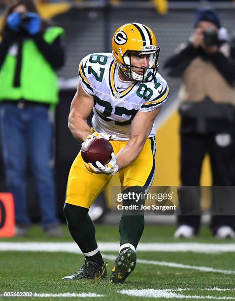 Jordy Nelson of the Green Bay Packers in action during the game against the Pittsburgh Steelers at Heinz Field on November 26, 2017 in Pittsburgh,...