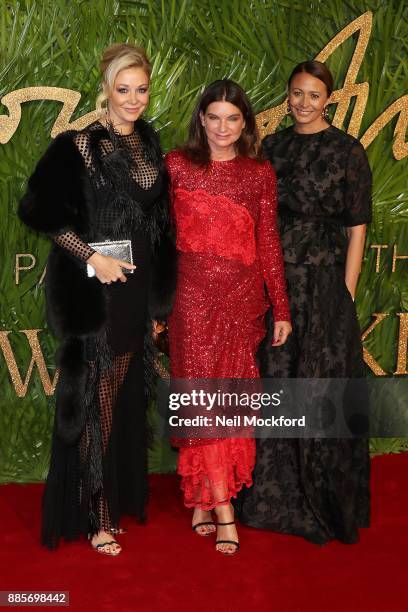 Nadja Swarovski, Natalie Massenet and Caroline Rush attends The Fashion Awards 2017 in partnership with Swarovski at Royal Albert Hall on December 4,...