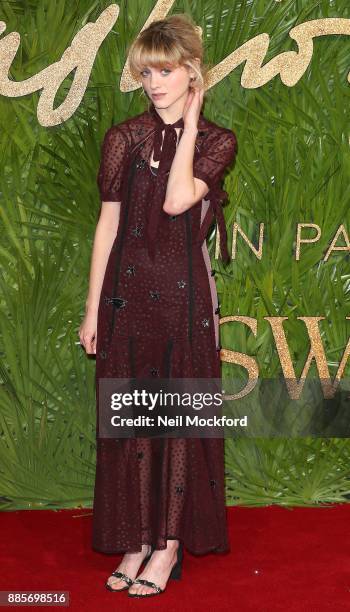 Natalia Dyer attends The Fashion Awards 2017 in partnership with Swarovski at Royal Albert Hall on December 4, 2017 in London, England.