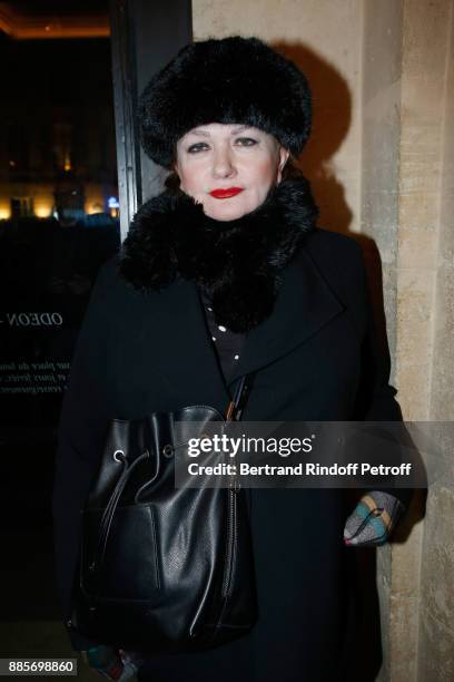 Actress Catherine Jacob attends the Tribute to Actress Jeanne Moreau at Odeon Theatre on December 4, 2017 in Paris, France.