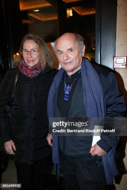 Actor Jean-Francois Stevenin and his wife Claire attend the Tribute to Actress Jeanne Moreau at Odeon Theatre on December 4, 2017 in Paris, France.