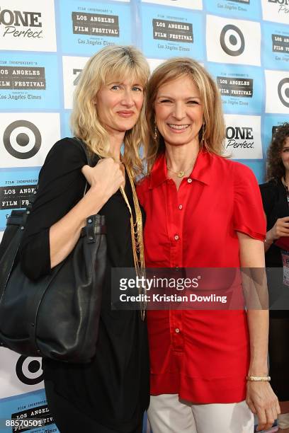 Actress Laura Dern and Film Independent Executive Director Dawn Hudson arrive to the Los Angeles Film Festival opening night gala premiere of "Paper...