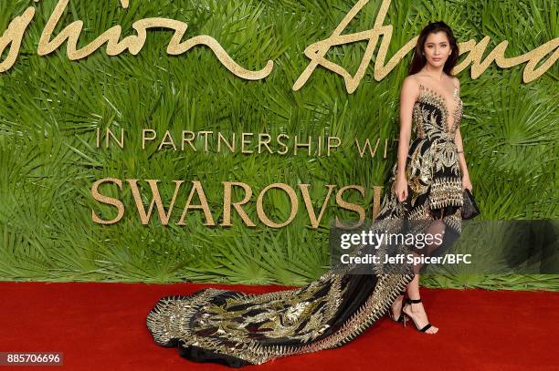 Praya Lundberg attends The Fashion Awards 2017 in partnership with Swarovski at Royal Albert Hall on December 4, 2017 in London, England.