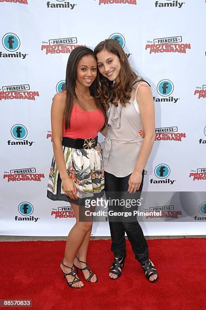 Actresses Vanessa Morgan and Zoe Belkin attend the Red Carpet Premiere For Disney's "Princess Protection Program" at the Queen Elizabeth Theatre on...