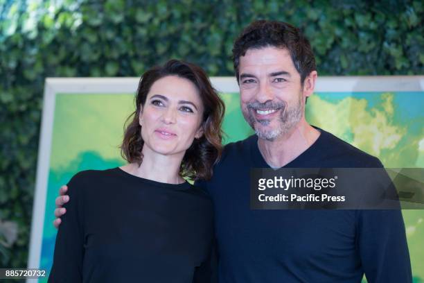 Italian actress Anna Foglietta and italian actor and director Alessandro Gassmann during the Photocall of the Italian movie "Il Premio" at the Hotel...