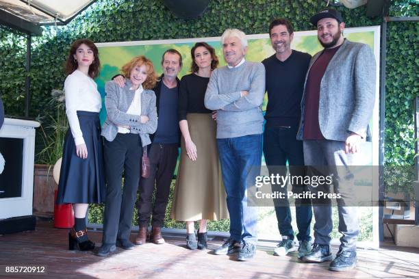 Cast during Photocall of the Italian film "Il Premio", directed by Alessandro Gassmann , at the Hotel Bernini Bristol in Rome.