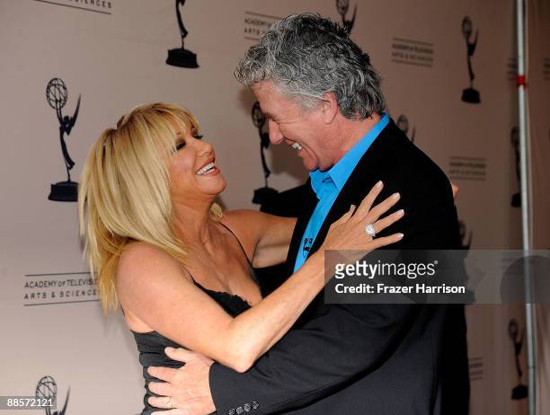Actors Suzanne Somers with Patrick Duffy at the Academy Of Television Arts & Sciences' "Father's Day Salute To TV Dads" on June 18, 2009 in North...