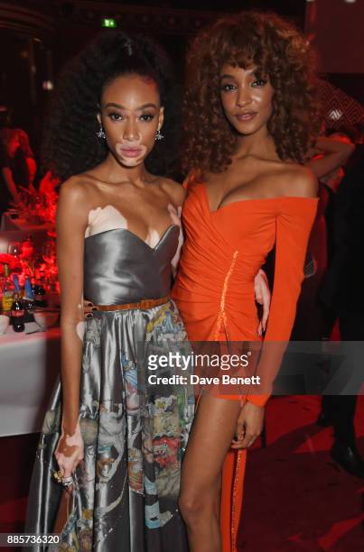 Winnie Harlow and Jourdan Dunn attend The Fashion Awards 2017 in partnership with Swarovski after party at Royal Albert Hall on December 4, 2017 in...