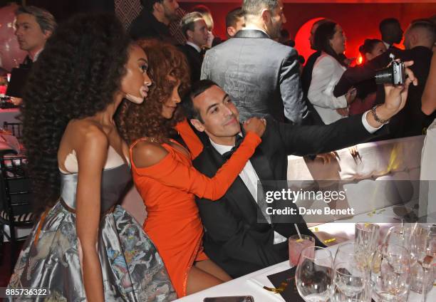 Winnie Harlow, Jourdan Dunn and Mohammed Al Turki attend The Fashion Awards 2017 in partnership with Swarovski after party at Royal Albert Hall on...