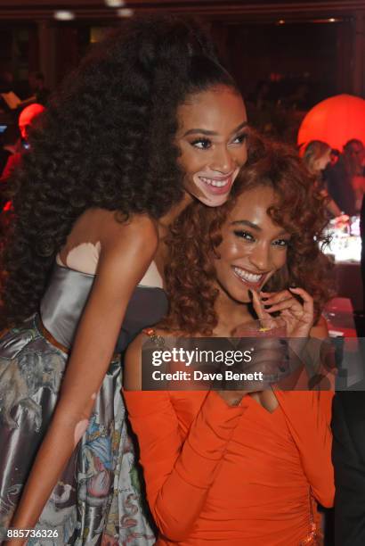 Winnie Harlow and Jourdan Dunn attend The Fashion Awards 2017 in partnership with Swarovski after party at Royal Albert Hall on December 4, 2017 in...