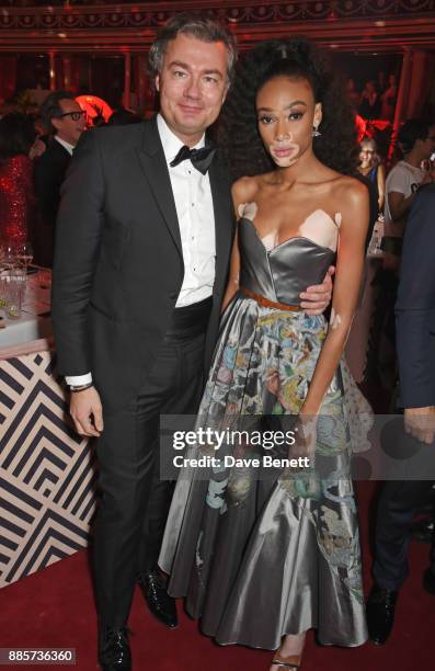 Laurent Feniou and Winnie Harlow attend The Fashion Awards 2017 in partnership with Swarovski after party at Royal Albert Hall on December 4, 2017 in...