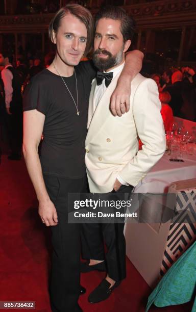 Gareth Pugh and Jack Guinness attend The Fashion Awards 2017 in partnership with Swarovski after party at Royal Albert Hall on December 4, 2017 in...