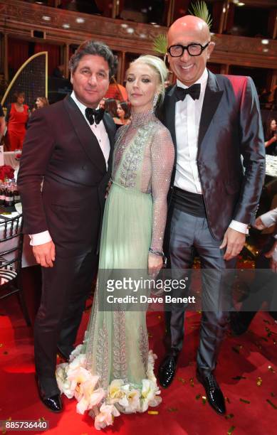 Giorgio Veroni, Tamara Beckwith and Marco Bizzarri attend The Fashion Awards 2017 in partnership with Swarovski after party at Royal Albert Hall on...