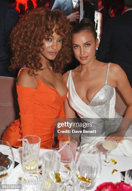 Jourdan Dunn and Irina Shayk attend The Fashion Awards 2017 in partnership with Swarovski after party at Royal Albert Hall on December 4, 2017 in...