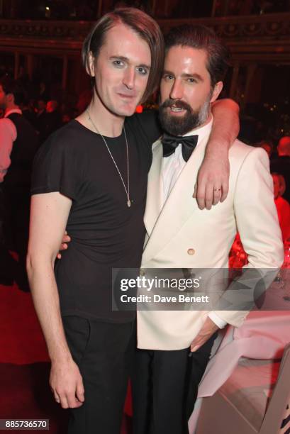 Gareth Pugh and Jack Guinness attend The Fashion Awards 2017 in partnership with Swarovski after party at Royal Albert Hall on December 4, 2017 in...