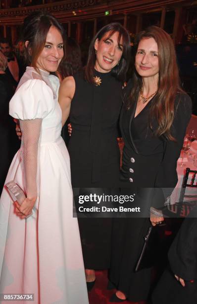 Alison Loehnis, Samantha Cameron and guest attend The Fashion Awards 2017 in partnership with Swarovski after party at Royal Albert Hall on December...
