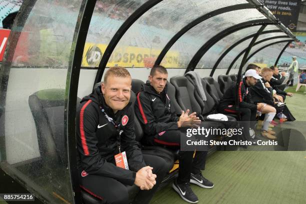 Josep Gombau of the Wanderers waits undercover for his team to run out during the round nine A-League match between the Western Sydney Wanderers and...