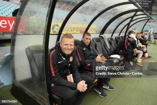 Josep Gombau of the Wanderers waits undercover for his team to run out during the round nine A-League match between the Western Sydney Wanderers and...