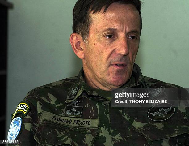 Brazilian Gen. Floriano Peixoto speaks during an AFP interview in Port-au-Prince on June 18, 2009. One person was shot dead June 18 during...
