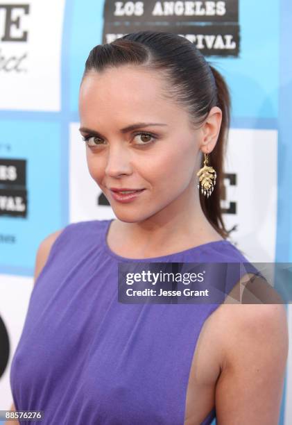 Actress Christina Ricci arrives at the 2009 Los Angeles Film Festival's Opening Night Premiere of "Paper Man" held at the Mann Village Theatre on...