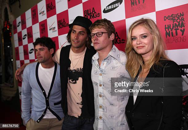 Actors Ben Hollingsworth, Jordan Woolley, Zach Roerig and Sara Paxton arrive at Billabong USA's 3rd annual Design for Humanity at Avalon on June 17,...