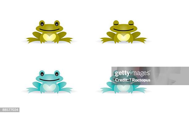 illustrazioni stock, clip art, cartoni animati e icone di tendenza di cute frogs - rana