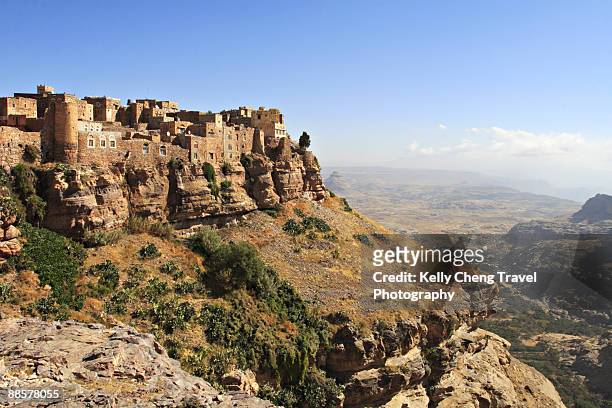 kawkaban village at yemen - shibam stock pictures, royalty-free photos & images
