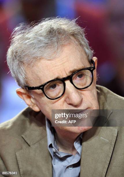 Film director Woody Allen presents his last film "Whatever works" stared by Even Rachel Woods at the French TV channel Canal + talk show "Le Grand...