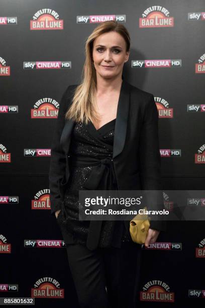 Italian actress Lucia Mascino attends 'I delitti del BarLume' photocall during Noir In Festival on December 4, 2017 in Milan, Italy.
