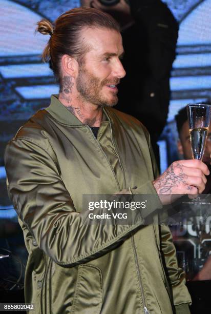 Former footballer David Beckham attends Adidas Originals event on December 4, 2017 in Shanghai, China.