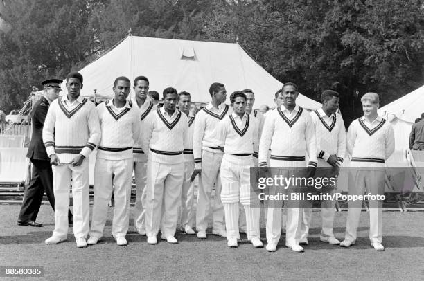 The West Indies team at Arundel prior to the opening match of their Tour of England against the Duke of Norfolk's XI, 27th April 1963. Left-right:...