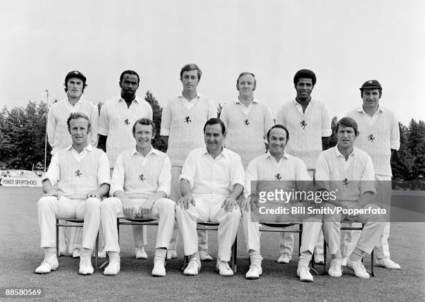 Kent County cricket team prior to their Gillette Cup match against Leicestershire at Grace Road in Leicester, 30th June 1971. Back row : Alan Knott,...