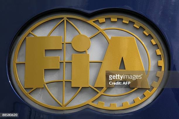 Picture of the FIA logo taken in the paddock of the Silverstone circuit on June 19, 2009 in Silverstone, before the first free practice session of...