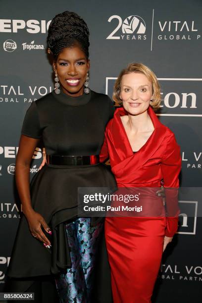 Silicon Valley executive Bozoma Saint John and Presenter President and CEO, Vital Voices Global Partnership Alyse Nelson attend Vital Voices Global...