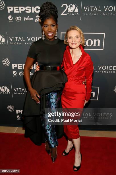 Silicon Valley executive Bozoma Saint John and Presenter President and CEO, Vital Voices Global Partnership Alyse Nelson attend Vital Voices Global...