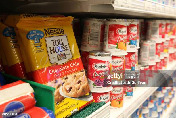 Package of Nestle Toll House chocolate chip cookies is displayed on a shelf at Bryan's Fine Foods June 19, 2009 in San Francisco, California. Nestle...