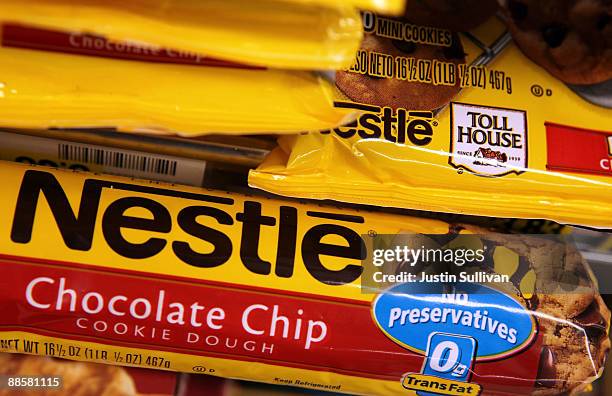 Packages of Nestle Toll House chocolate chip cookies are displayed on a shelf at Cal Mart Grocery June 19, 2009 in San Francisco, California. Nestle...