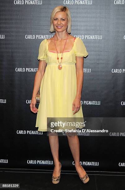 Actress Antonella Elia attends Carlo Pignatelli Cerimonia Fashion Show during Milan Fashion Week Menswear Spring/Summer 2010 on June 19, 2009 in...