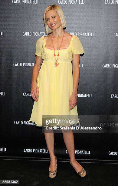 Actress Antonella Elia attends Carlo Pignatelli Cerimonia Fashion Show during Milan Fashion Week Menswear Spring/Summer 2010 on June 19, 2009 in...