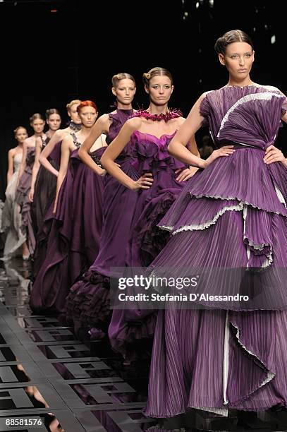 Models walk the runway during Carlo Pignatelli Cerimonia Fashion Show as part as Milan Fashion Week Menswear Spring/Summer 2010 on June 19, 2009 in...