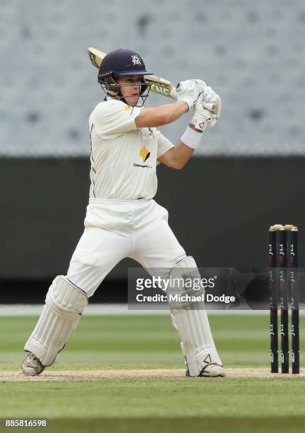Seb Gotch of Victoria bats during day three of the Sheffield Shield match between Victoria and Western Australia at Melbourne Cricket Ground on...