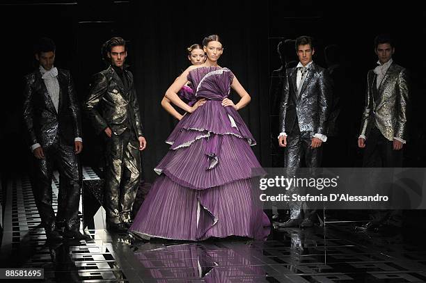 Models walk the runway during Carlo Pignatelli Cerimonia Fashion Show as part as Milan Fashion Week Menswear Spring/Summer 2010 on June 19, 2009 in...